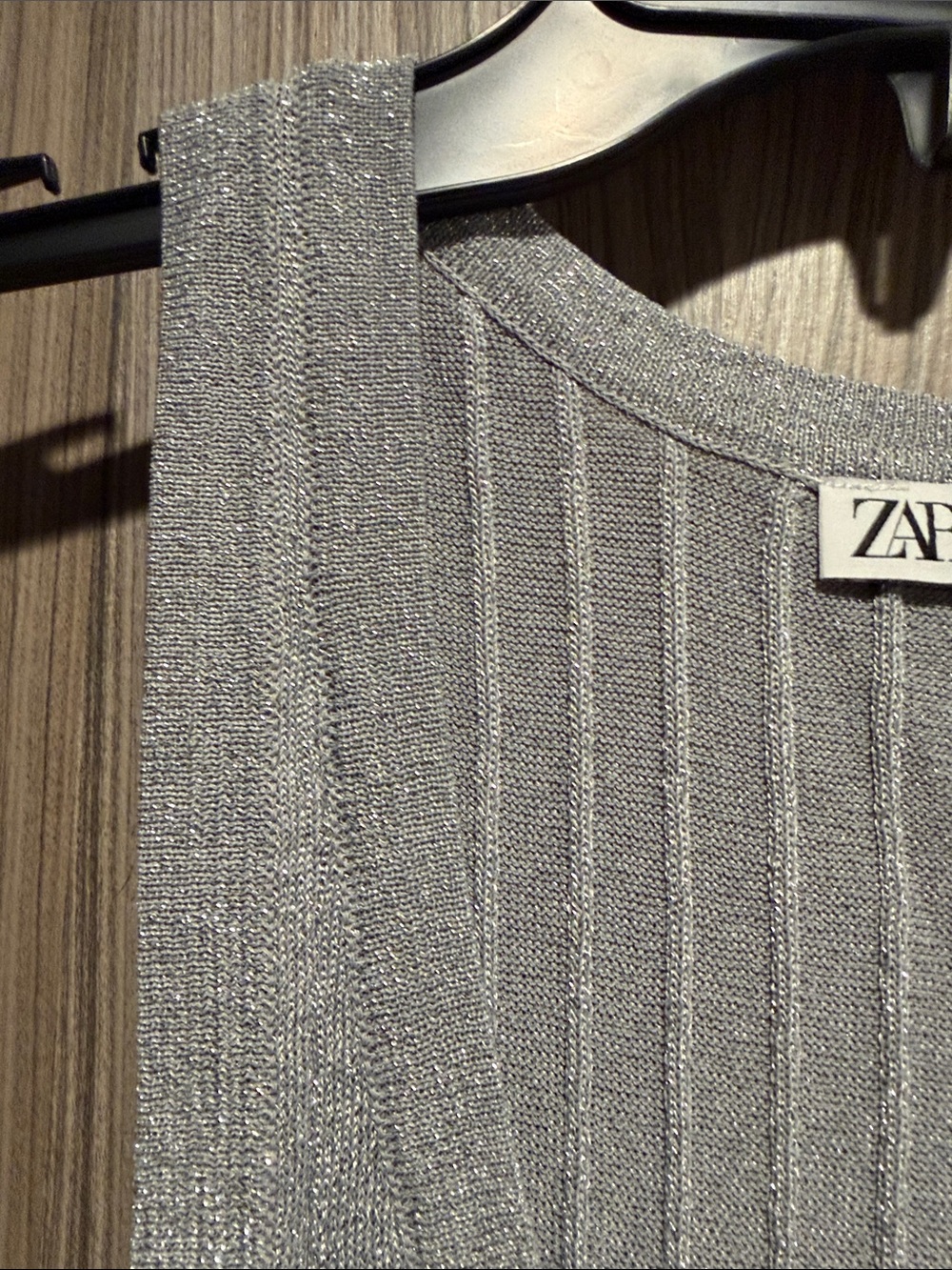 Zara Silver Ribbed Metallic Tank - Picture 4 of 6